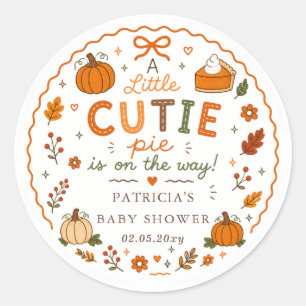 Sticker Rond Fête de Bébé au Genre Neutre Cutie Pie Pumpkin