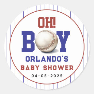 Sticker Rond Fête de bébé baseball garçon Jolie fête sportive