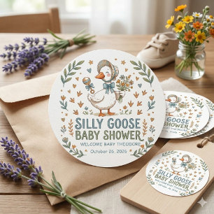 Sticker Rond Fête de bébé Canard & Oison Retro