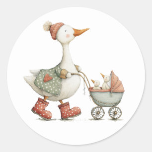 Sticker Rond Fête de bébé de la deuxième oie sotte