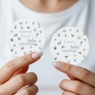 Sticker Rond Fête de bébé dessert myrtille aquarelle 