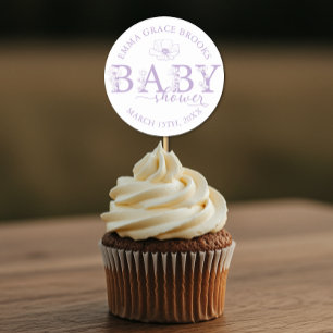 Sticker Rond Fête de bébé Fleur de Lavande