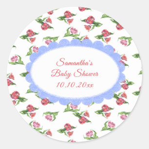 Sticker Rond Fête de bébé Fleurs aquarelle vintage
