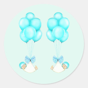 Sticker Rond Fête de bébé jumeaux garçons