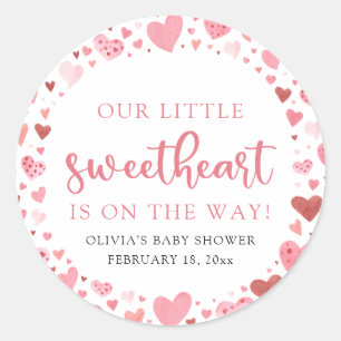 Sticker Rond Fête de bébé thème Saint-Valentin Little Sweethear