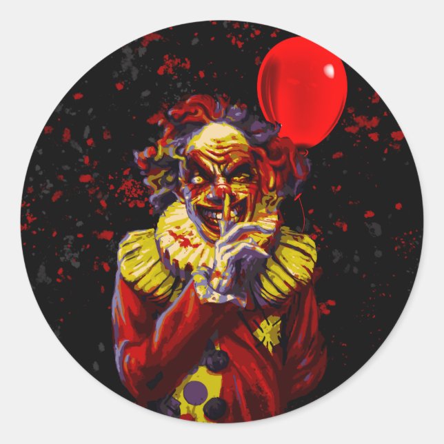 Sticker Rond Fête de costume clown d'Halloween effrayant (Devant)