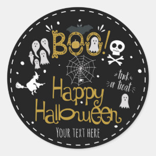 Sticker Rond Fête de costume fantaisiste de Halloween dessiné à