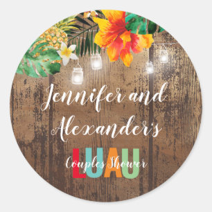 Sticker Rond Fête de douche de couple LUAU rustique