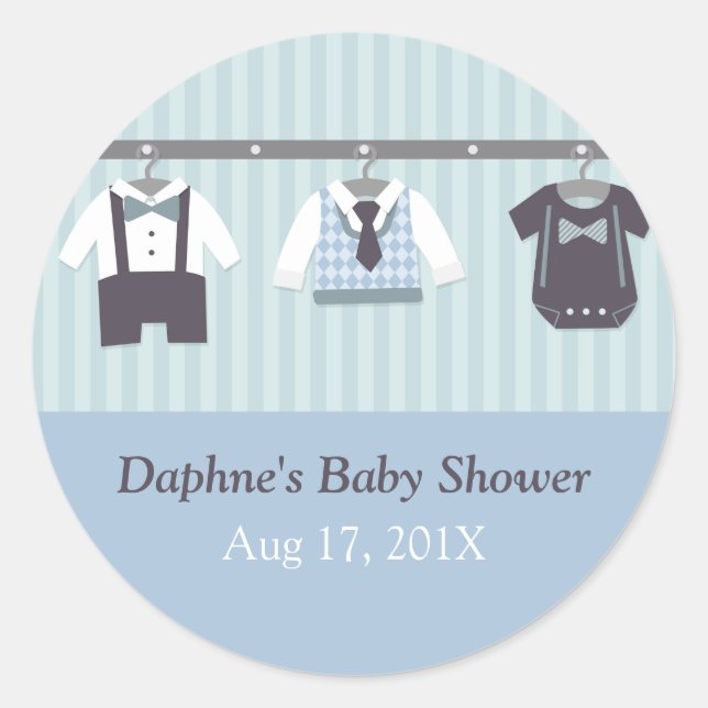 Sticker Rond Fête de douche pour bébé Gentleman moderne (Devant)