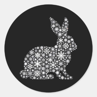 Sticker Rond Fête de Fête de neige - Lapin Lapin