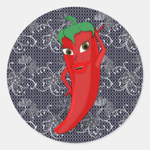 Sticker Rond Fête de Fiançailles Fiesta Avec une Diva au Piment