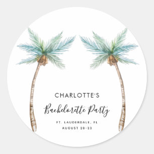 Sticker Rond Fête de Fiançailles Tropicale au Bord de la Mer av