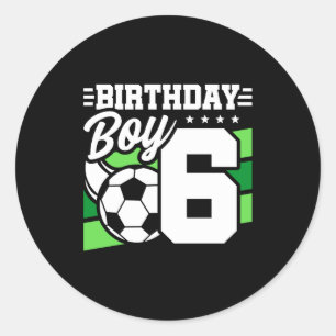 Sticker Rond Fête de football de 6 ans pour garçon d'anniversai