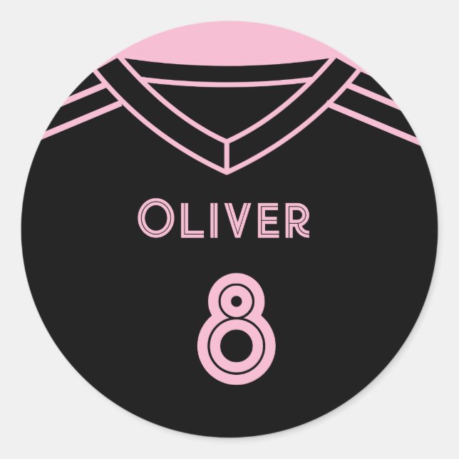 Sticker Rond Fête de football rose et noir de Miami (Devant)