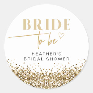 Sticker Rond Fête de future mariée REGINA paillettes or jaune