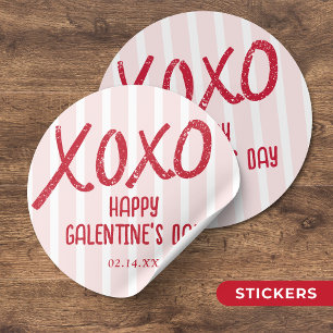 Sticker Rond Fête de Galentine à la main XOXO