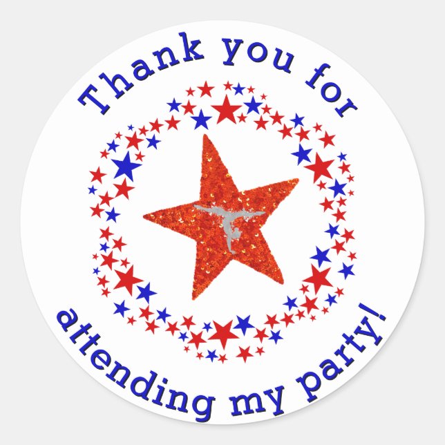 Sticker Rond Fête de gymnastique Anniversaire Favoriser Balise  (Devant)
