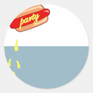 Sticker Rond fête de hotdog