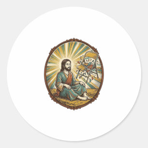 Sticker Rond Fête de Jésus Chaise Pliante Cassée Maladresse Gro