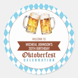 Sticker Rond Fête de la bière Oktoberfest fête d'anniversaire