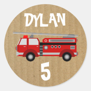 Sticker Rond Fête de la carte papier pour camion à incendie