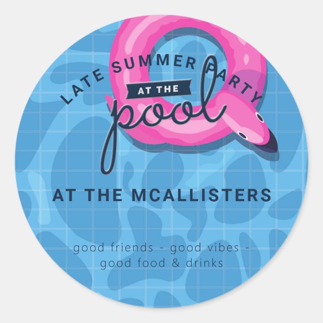 Sticker Rond Fête de la piscine pour adultes Fin été (Devant)