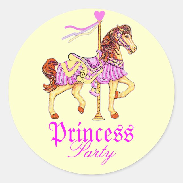 Sticker Rond Fête de la princesse du Carousel Horse (Devant)