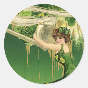Sticker Rond Fête de la Saint-Patrick vintage, volutes de fumée