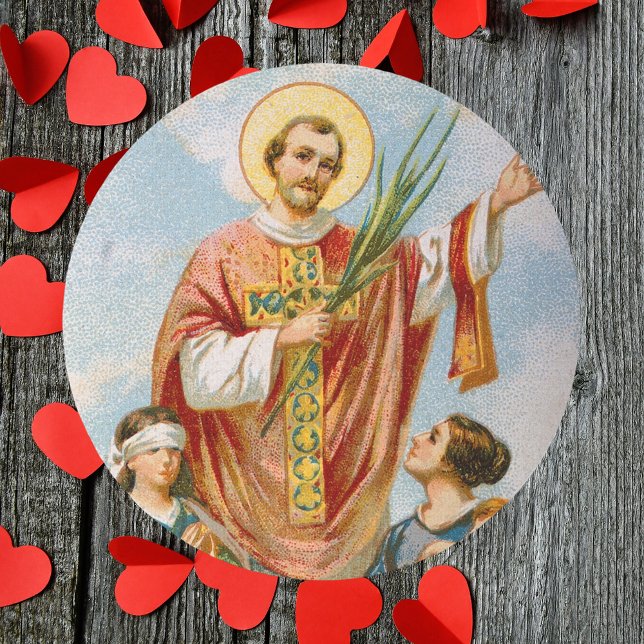 Sticker Rond Fête de la Saint-Valentin (Religious Christian Catholic St Valentine Priest Martyr Saint Valentine's Day Classic Round Sticker)