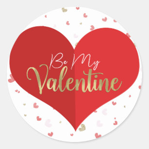 Sticker Rond Fête de la Saint-Valentin cœur rouge et rose