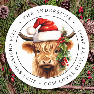 Sticker Rond Fête de la Vache des Highlands Ferme Festive Adres