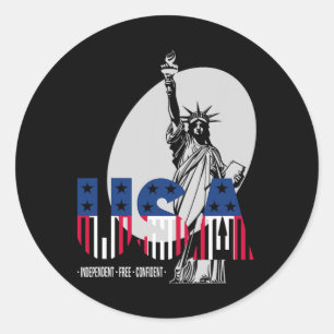 Sticker Rond Fête de l'Indépendance des Etats-Unis 4 Juillet St
