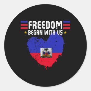 Sticker Rond Fête de l'Indépendance Haïtienne Drapeau Haïtien