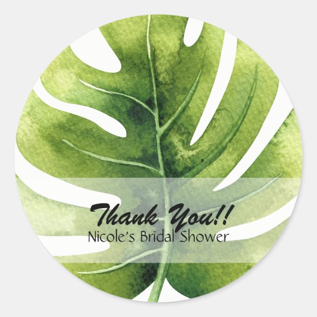 Sticker Rond Fête de Luau d'été de la feuille tropicale Favoris (Devant)