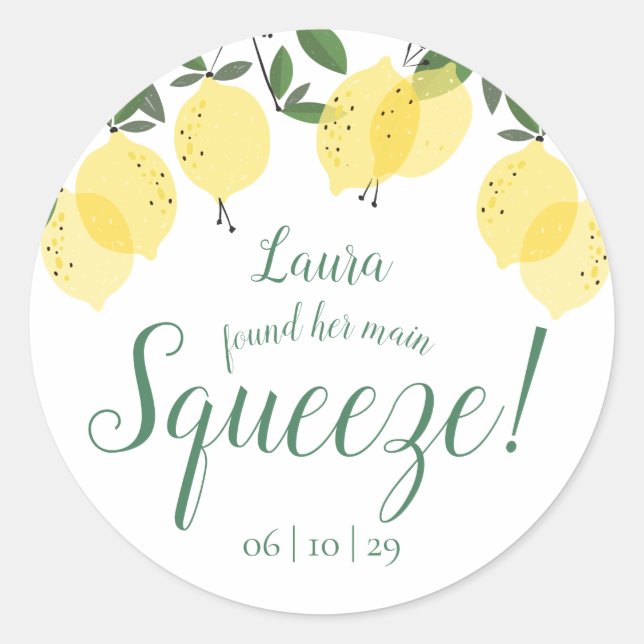 Sticker Rond Fête de mariage aux citrons Main Squeeze (Devant)