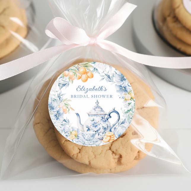 Sticker Rond Fête de mariage avec thé à l'aquarelle (Créateur téléchargé)