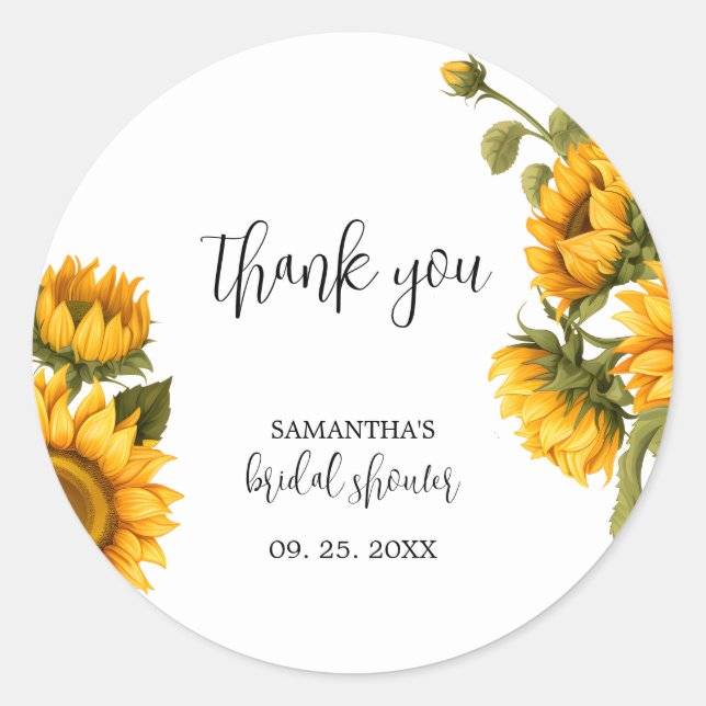 Sticker Rond Fête de mariage avec tournesols lumineux (Devant)