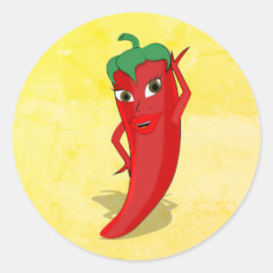 Sticker Rond Fête de mariage avec une diva au piment rouge