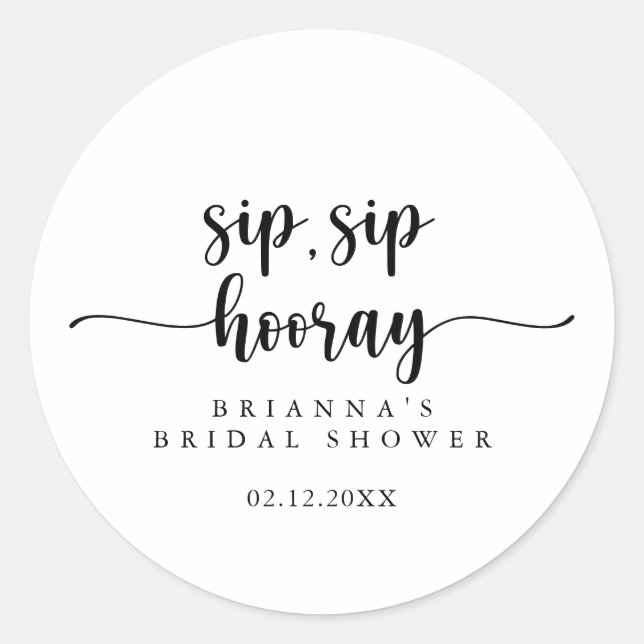 Sticker Rond Fête de mariage Calligraphy Sip Sip Hooray  (Devant)