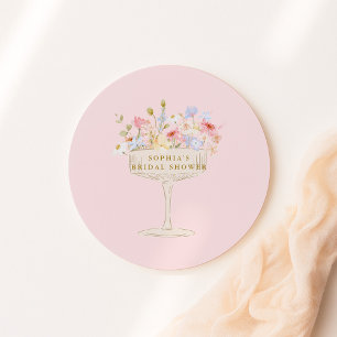 Sticker Rond Fête de mariage champêtre au champagne rosé