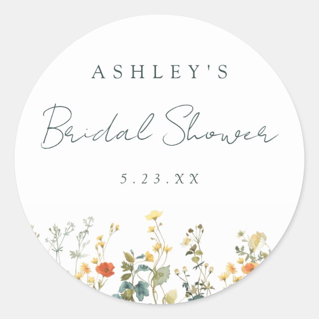 Sticker Rond Fête de mariage champêtre avec des fleurs sauvages (Devant)