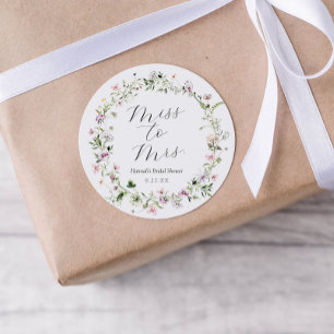 Sticker Rond Fête de mariage champêtre Fleur sauvage violette d