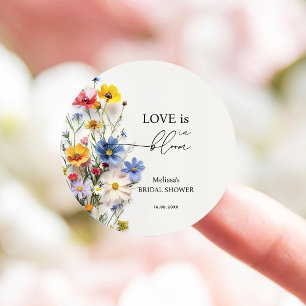 Sticker Rond Fête de mariage champêtre Fleurs sauvages L'amour 