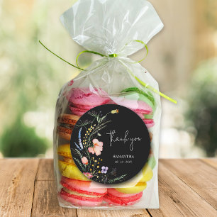 Sticker Rond Fête de mariage champêtre Noir