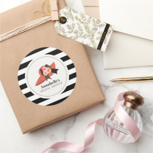 Sticker Rond Fête de mariage Chapeau Rouge de Style Derby Rose