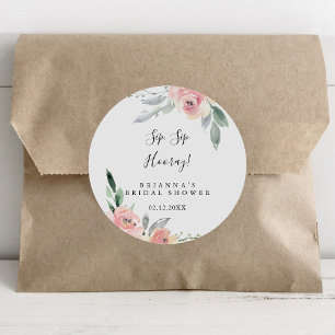 Sticker Rond Fête de mariage élégante rose Sip Sip Hourra