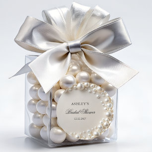 Sticker Rond Fête de Mariage Élégantes Perles Pastel