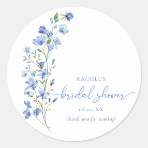 Sticker Rond Fête de mariage Fleur sauvage Bleu poussiéreux à l
