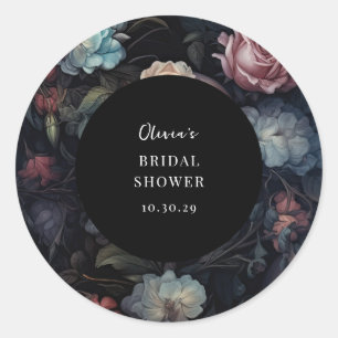 Sticker Rond Fête de mariage floral gothique sombre et maussade