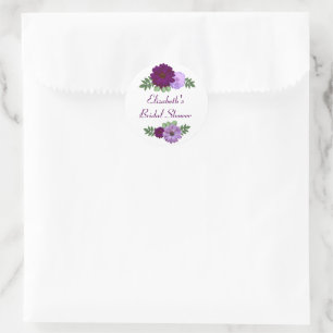 Sticker Rond Fête de mariage floral Paeony Violet